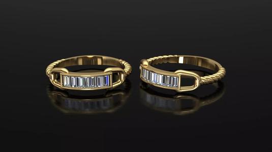 Baguette Cut Diamond Gold Ring