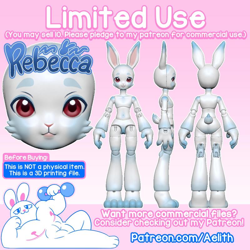 Rebecca Bunny 33cm Ball Jointed Doll - FDM and SLA printers