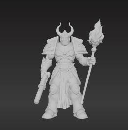 Grand Sorcerer Captain - Ornate Blue & Gold Power Armored Mystic (Tabletop Miniature)