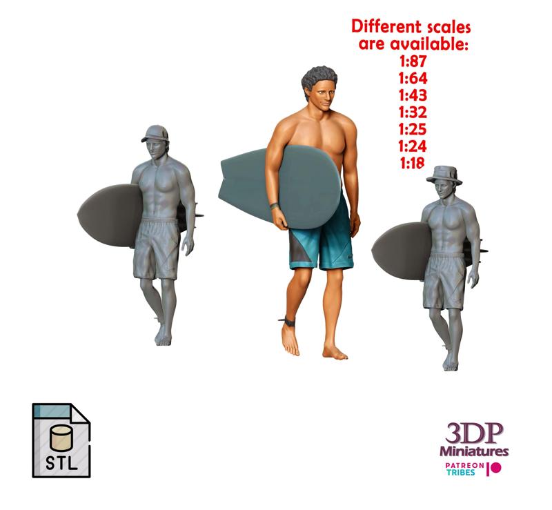 N3 SURFER WITH SURFBOARD