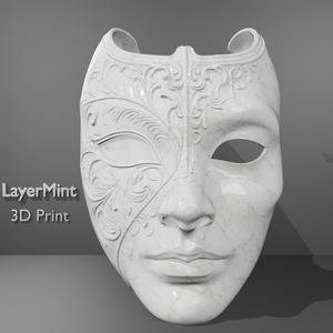 Elegant Decorative Half Face Mask | Highly Detailed 3D Print STL File
