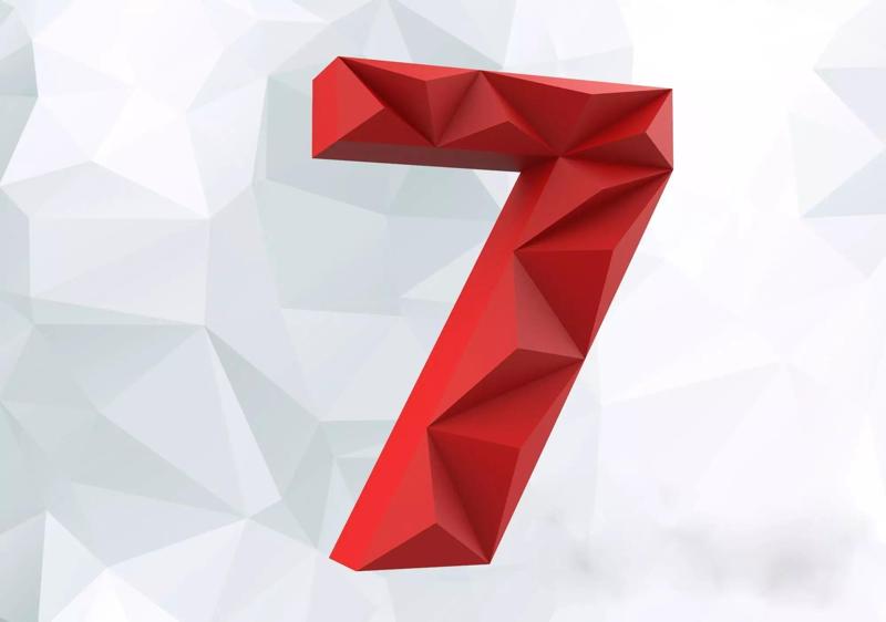 Lowpoly digit 7 number seven
