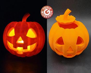 Classic Jack-o-Lantern w/Lid LED Tea Light Holder