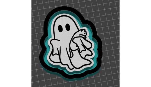 Cute Ghost Holding Cat Halloween Freshie Hanging Air Freshener Mold STL 3D Print File / Housing for Silicone
