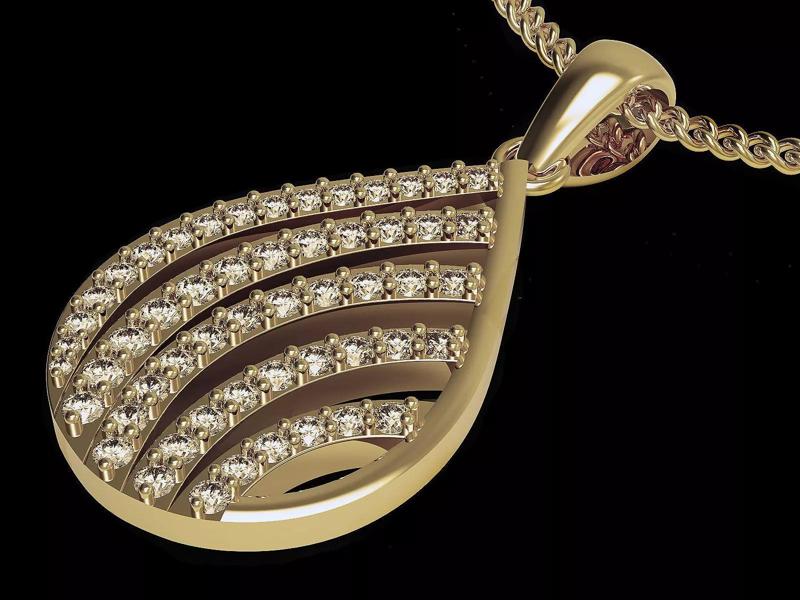 Drop gem pendant silver gold 3D printable model