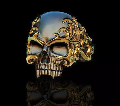 Flame skull ring