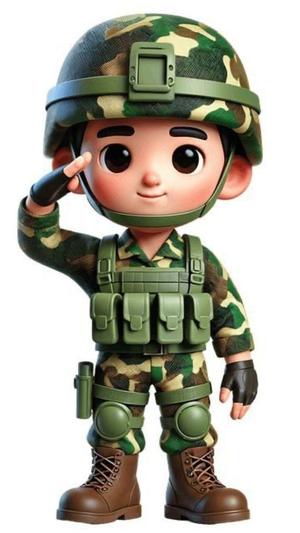 Chibi soldier in 3D military uniform 🪖✨