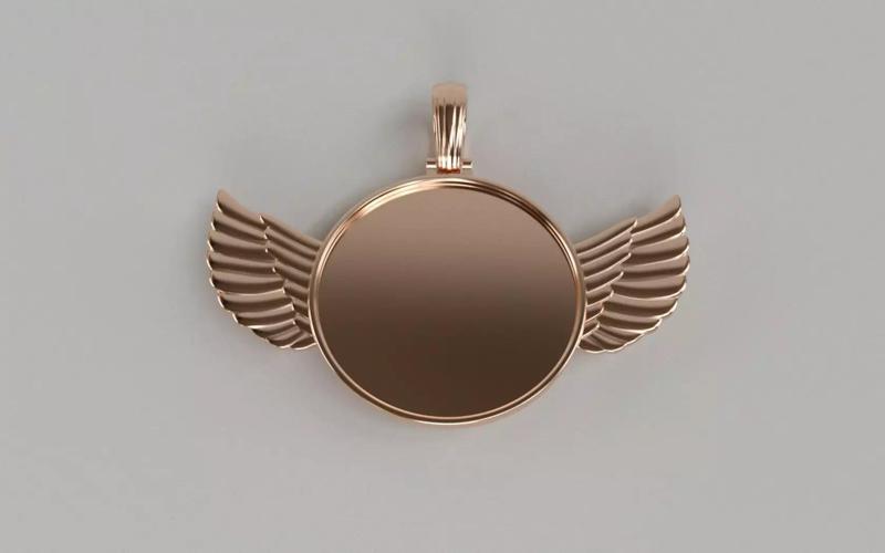 Winged Picture Pendant v2 - 45mm - Plain