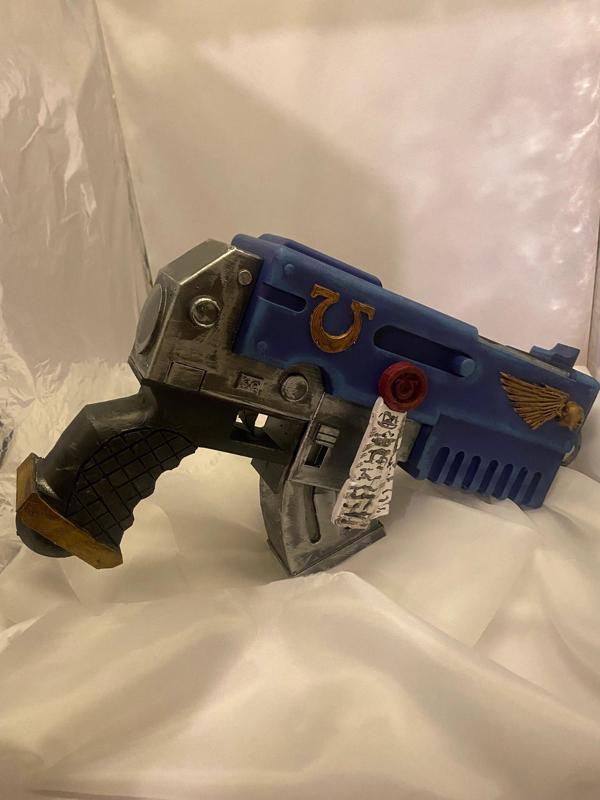 Ultra Marines Inspired Bolt Pistol Life Size
