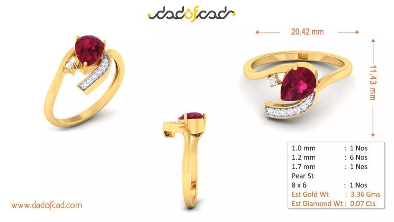 Ruby Citrine Diamond Infinity Ring