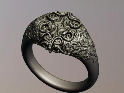 Sculpted ornament signet ring