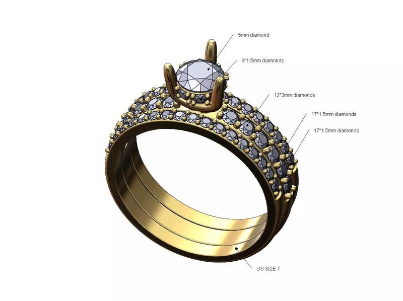 Half etenity gurad 5mm diamond setting 3 prong ring US size 7