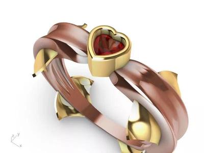 heart diamond dolphin ring stl verified