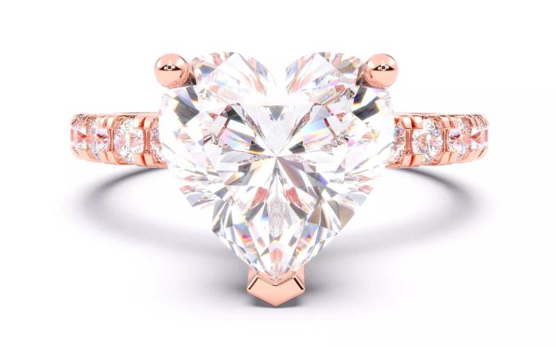 Heart Diamond Pave Setting Solitaire Ring