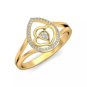 Gold Heart Ring Adorned with Diamonds