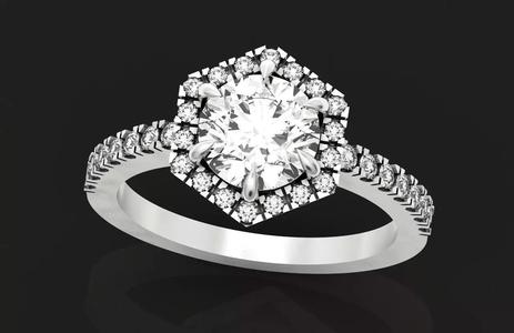 Hexagon Halo Round Brilliant Engagement Ring 1215