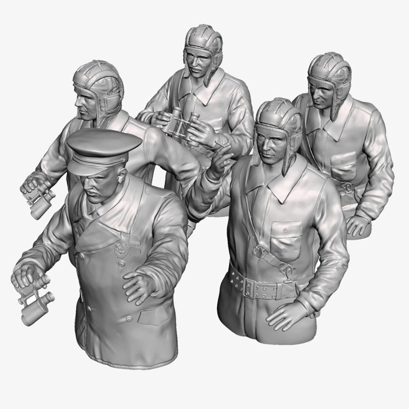 Printable  Figure Soviet Tank Crew WW2 -  scale 1/10
