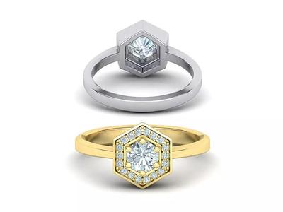 HEXAGON ENGAGEMENT RING 3dmodel