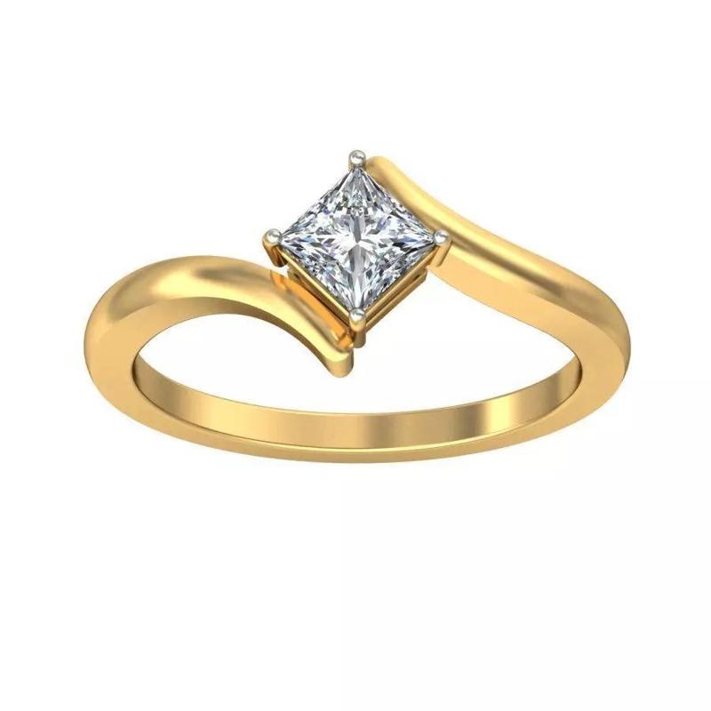 Golden Solitaire Diamond Ring