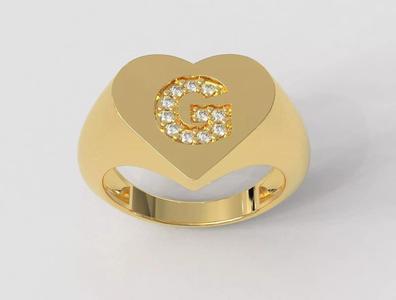 Heart Ring - Diamond Letter G
