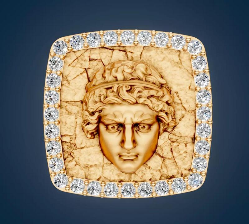 Greek face ring printable gold jewelry printable 3D model