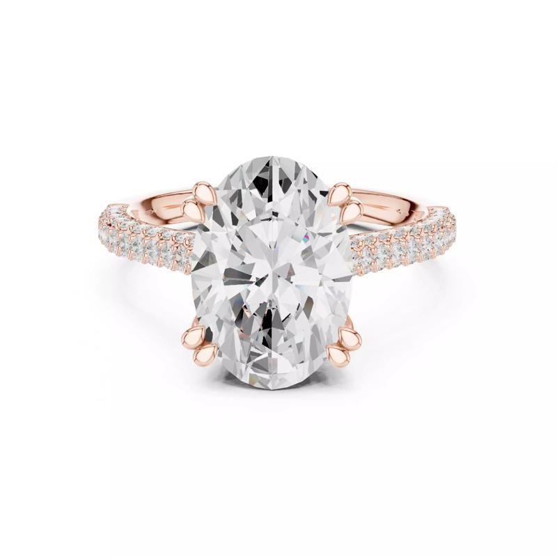 Double Claw Prong Oval Cut Hidden Halo Wedding Ring File Video