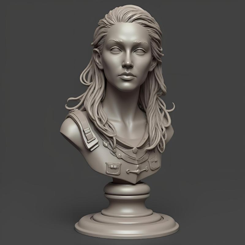 100mm Fantasy Female Bust: High-Detail 3D Print