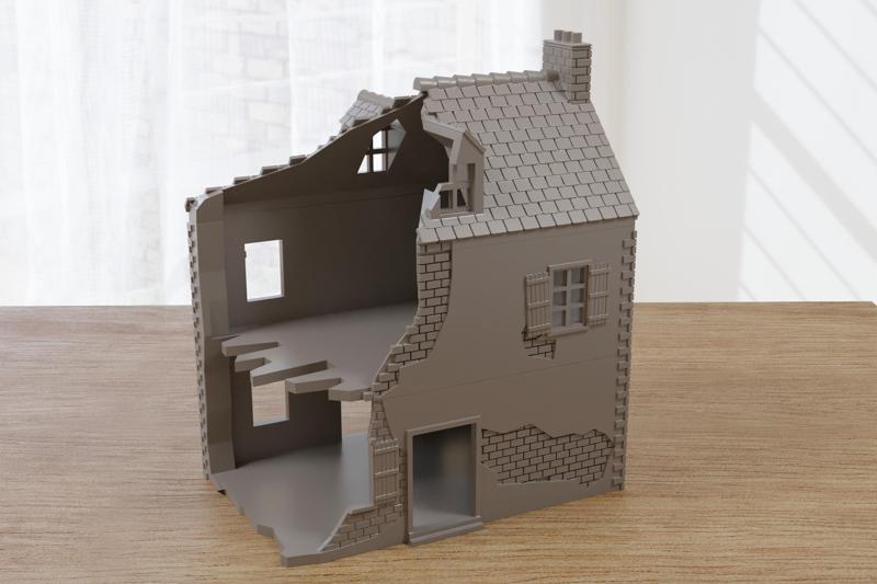 French House FH_DST1 Destroyed Normandy Wargaming Terrain