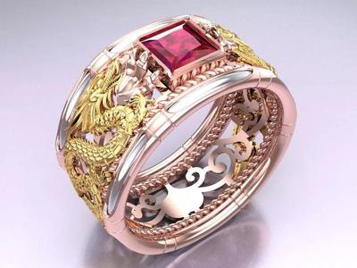 Dragon Ring - Square Stone Rings - N1342