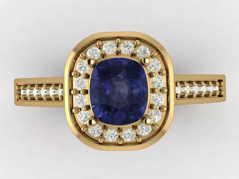 Elegant Blue Princess-Cut Solitaire Ring