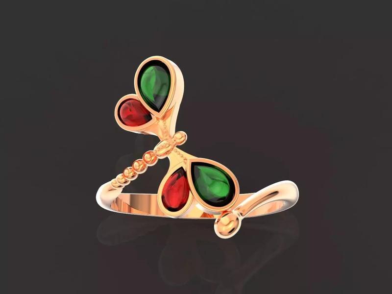 Dragonfly ring with cabochon stone