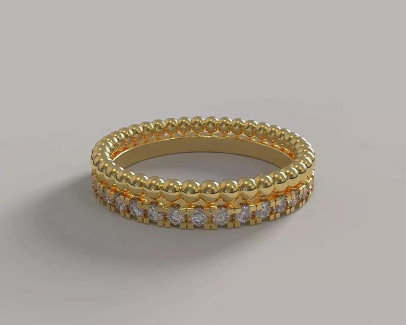Elegant Beaded Eternity Ring Set 3D Model
