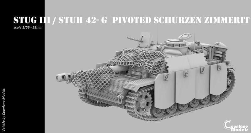 Stug III / Stuh 42 G pivoted schurzen zimmerit