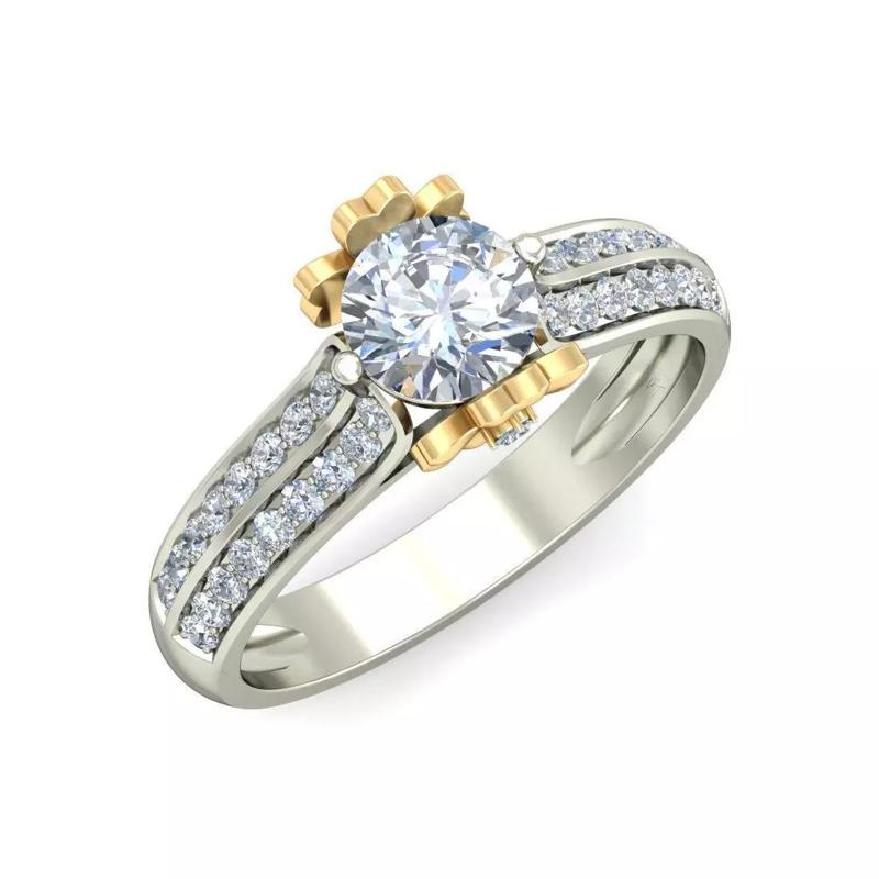 Double Row Hidden Accent Engagement Ring
