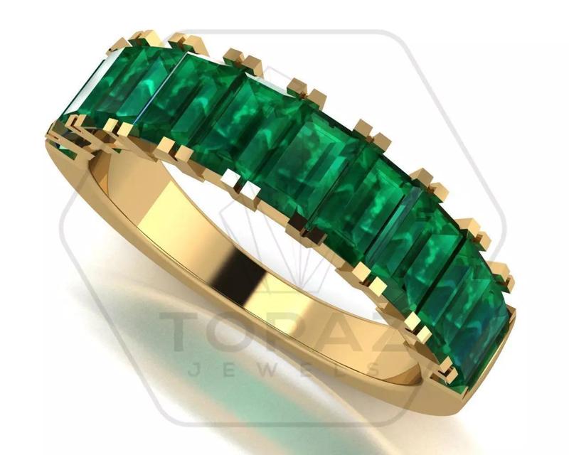 Emerald Cut Engagement Band 3D print model