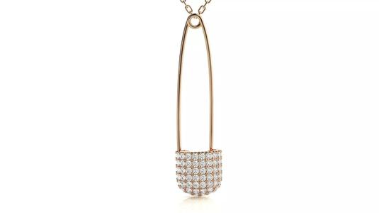 Diamond safety pin pendant 3dm stl render details