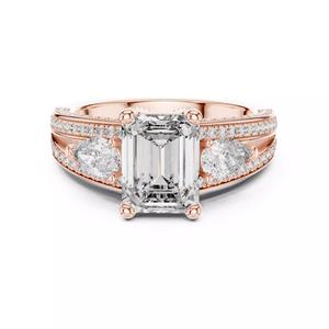 Emerald And Pear Cut Split Shank Engagement Ring 3DM STL Video