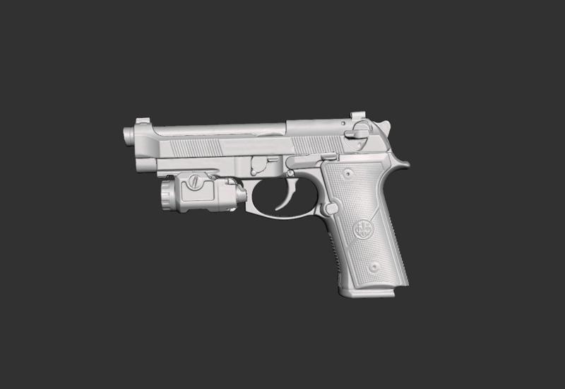 Beretta M9A4 Nightstick TCM550 XLReal Size 3d Scan Gun Mold