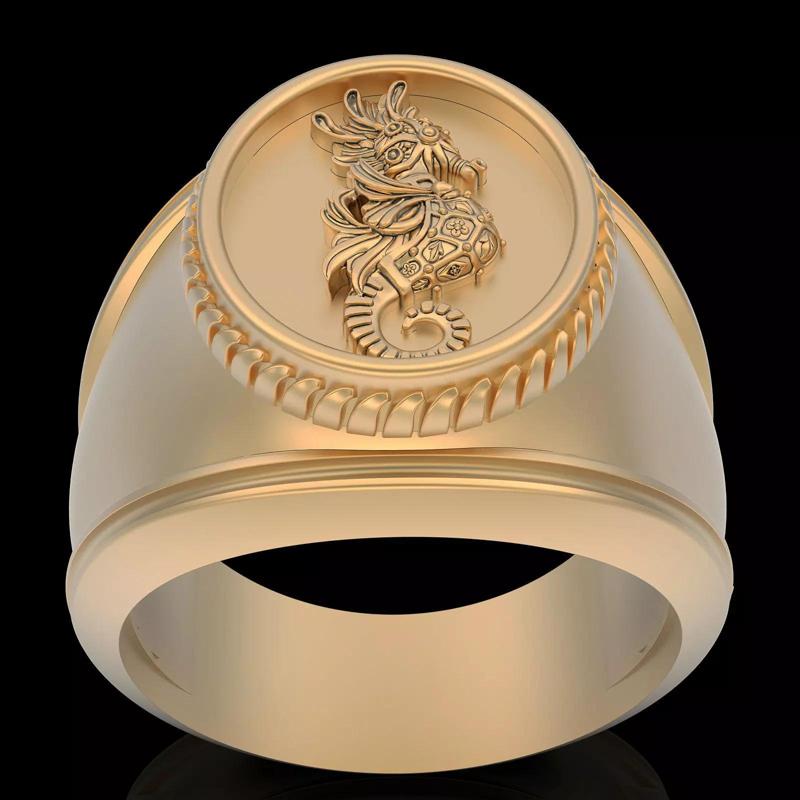 Seahorse ring silver gold printable jewelry 3D model