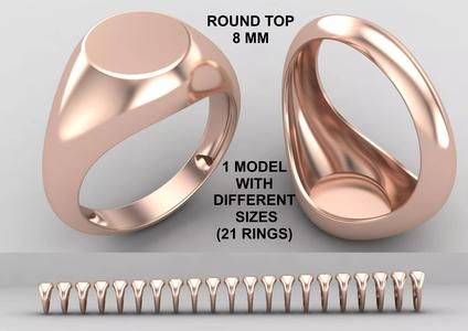 signet Ring Base 8mm top in All sizes 153-MWC