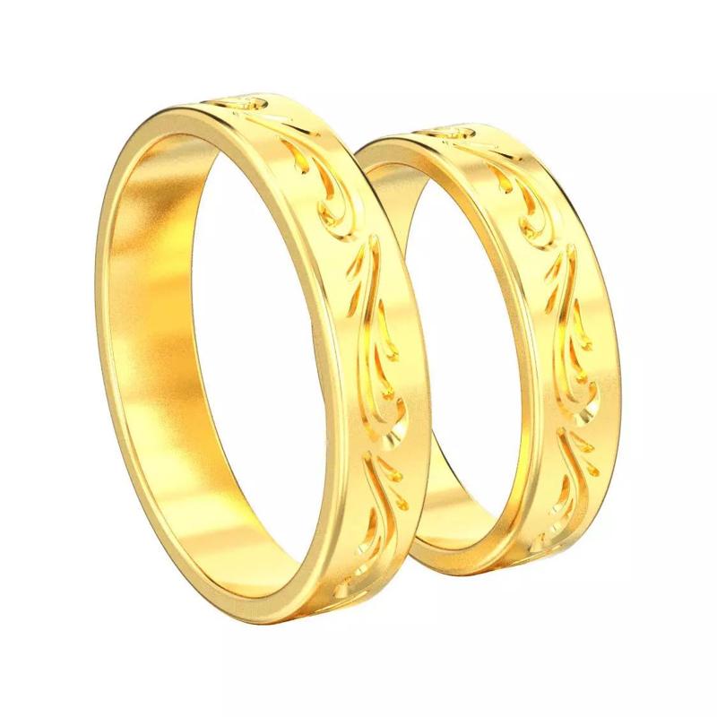 Set of two wedding rings with ornament