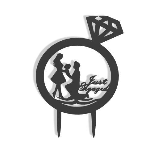Just Engaged Cake Topper