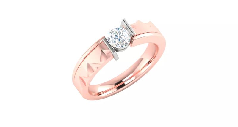 Modern Faceted Rose Gold Diamond Ring