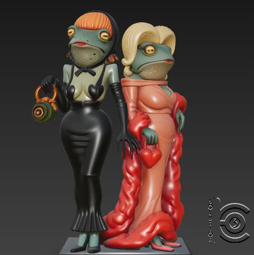 Glamorous Frog Divas - Amphibian Elegance on Stage