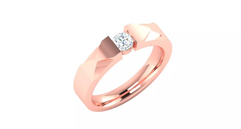 Modern Geometric Rose Gold Diamond Ring