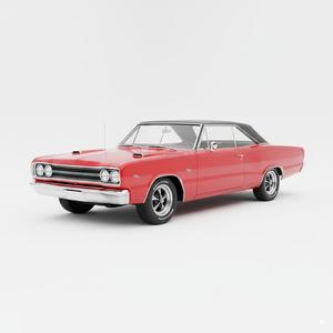 1967 Classic American High-Performance Coupe 3D Model - Vintage Muscle Car for Display & Print