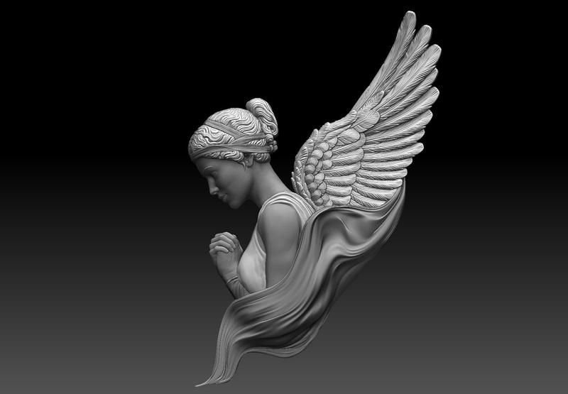 Praying Angel bas relief