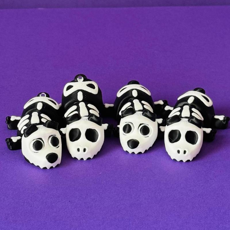 🦴 Articulated 3D Printed Toy & Keychain – SKELETON Dog – Halloween Flexi Model (No Supports)