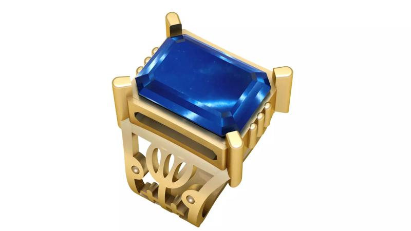 ELEGANCE BLUE SAPPHIRE RING 3D PRINTABLE MODEL