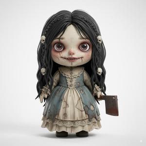 Creepy Cute Horror Doll Figure - Gothic Macabre Collectible for 3D Printing & Display